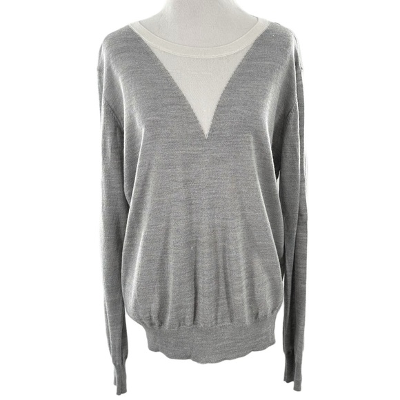 Opening ceremony sweater size M gray v-neck 48% merino wool old money open back - Picture 1 of 15